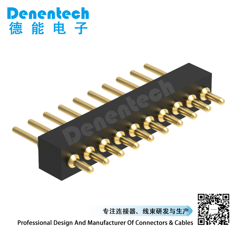 Denentech best selling 1.27MM pogo pin H2.0MM single row male straight pogo pin connector circle